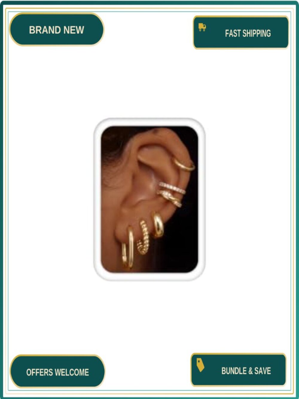 14K Gold Plated Chunky Hoop Earrings Hypoallergenic Silver Set for Sensitive